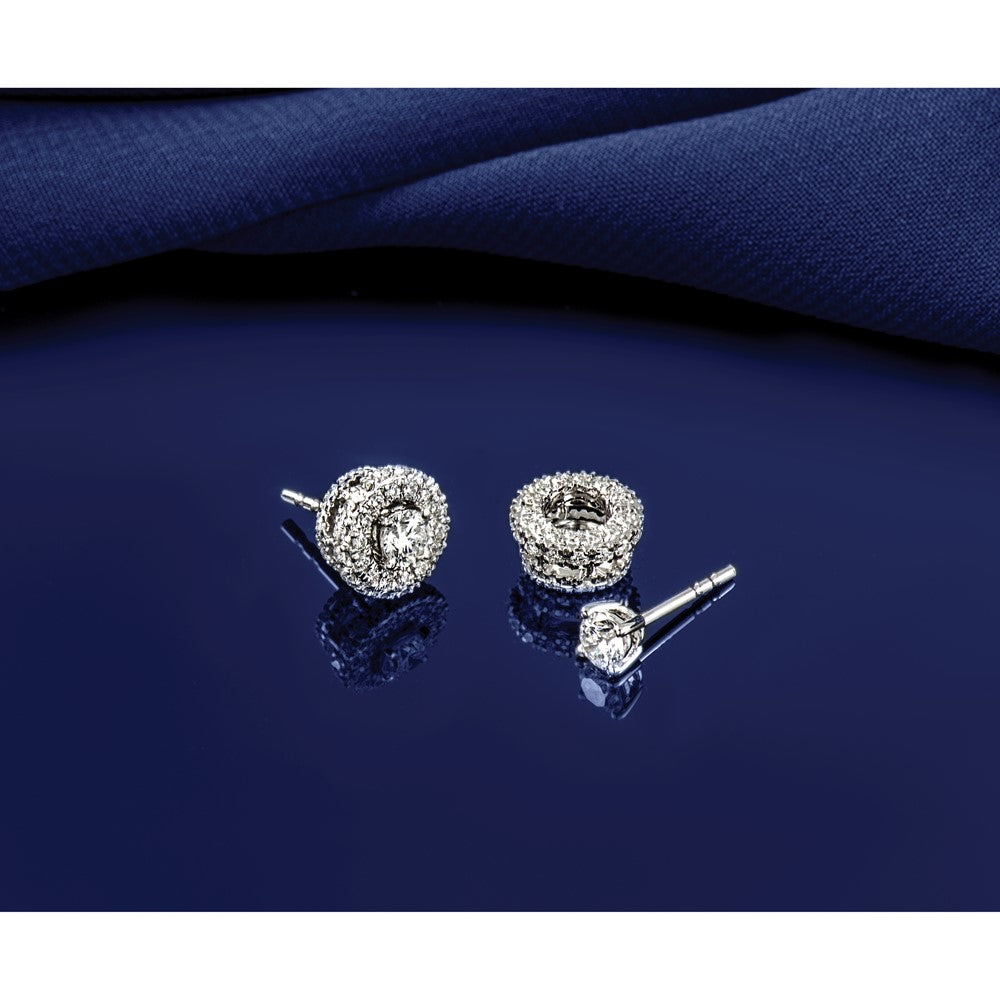 14k White Gold 1/5 carat Diamond Circle Earring Jackets