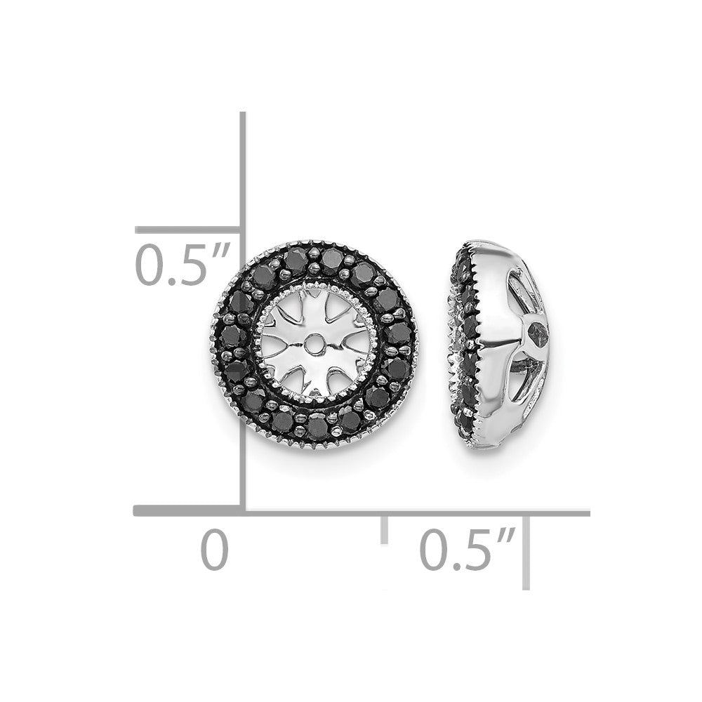 14k White Gold 1/4 carat Black Diamond Circle Earring Jackets