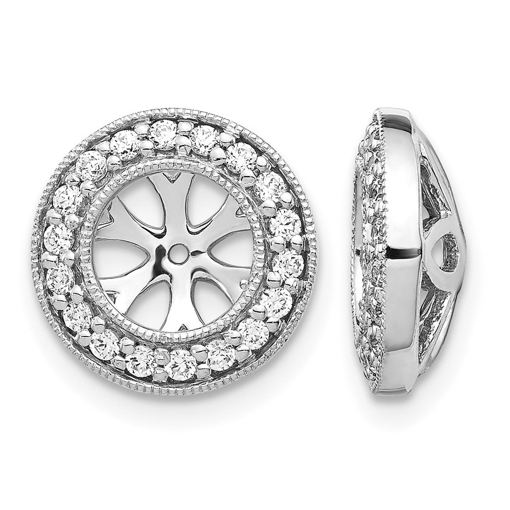 14k White Gold 1/3 carat Diamond Circle Earring Jackets