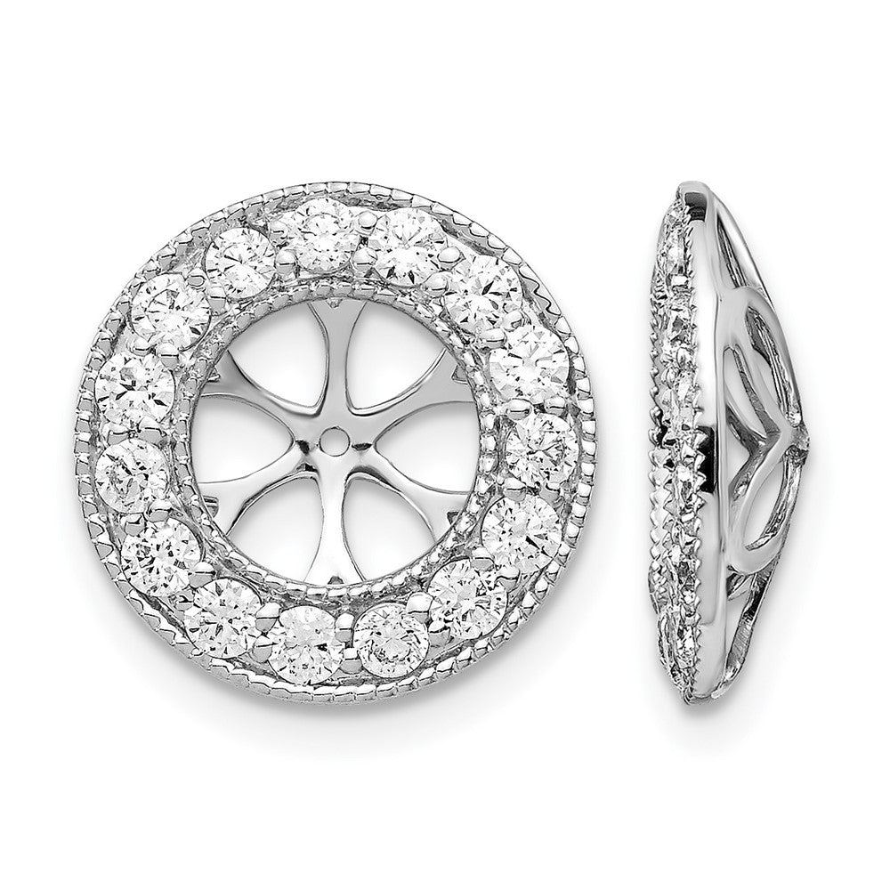 14k White Gold 1 carat Diamond Circle Earring Jackets
