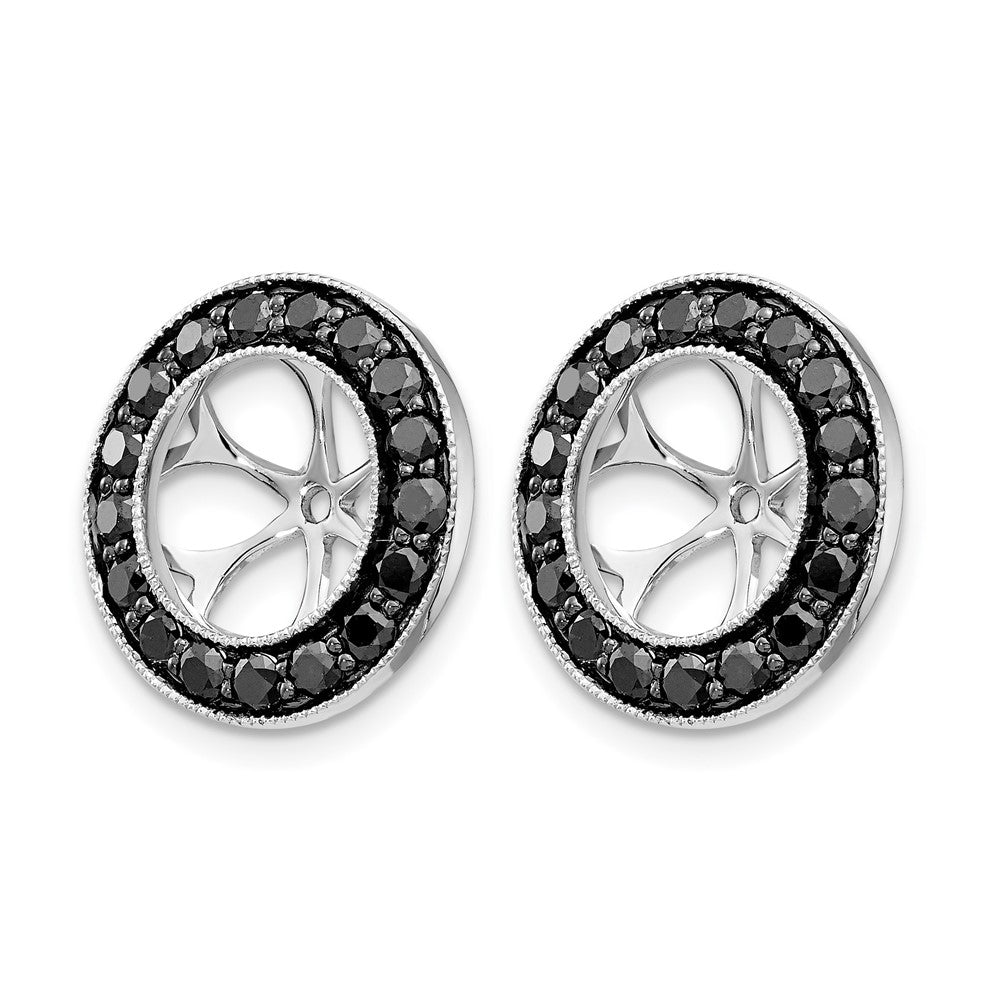 14k White Gold 1.19 carat Black Diamond Circle Earring Jackets