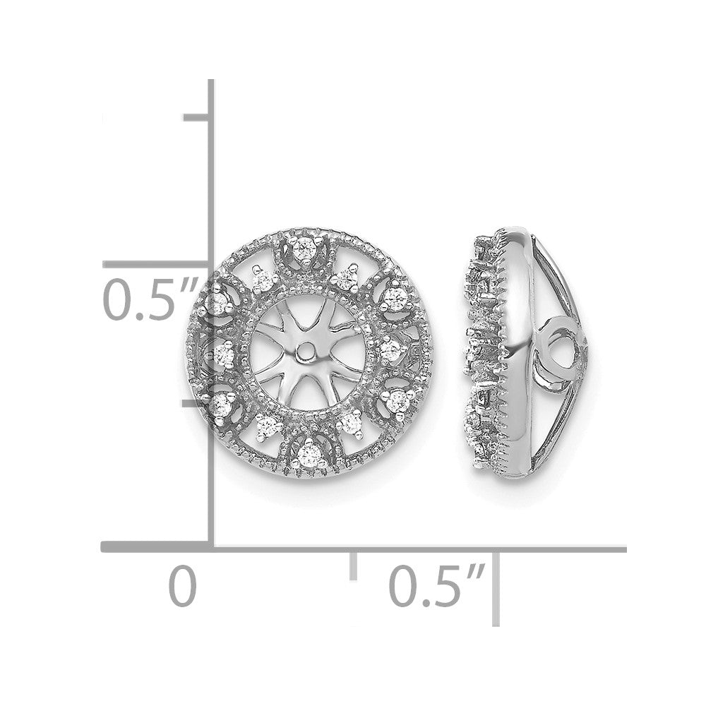 14k White Gold 1/10 carat Diamond Fancy Circle Earring Jackets