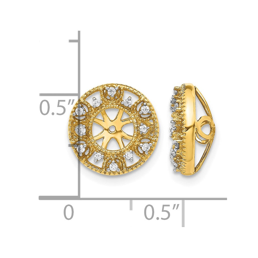 14k 1/10 carat Diamond Fancy Circle Earring Jackets