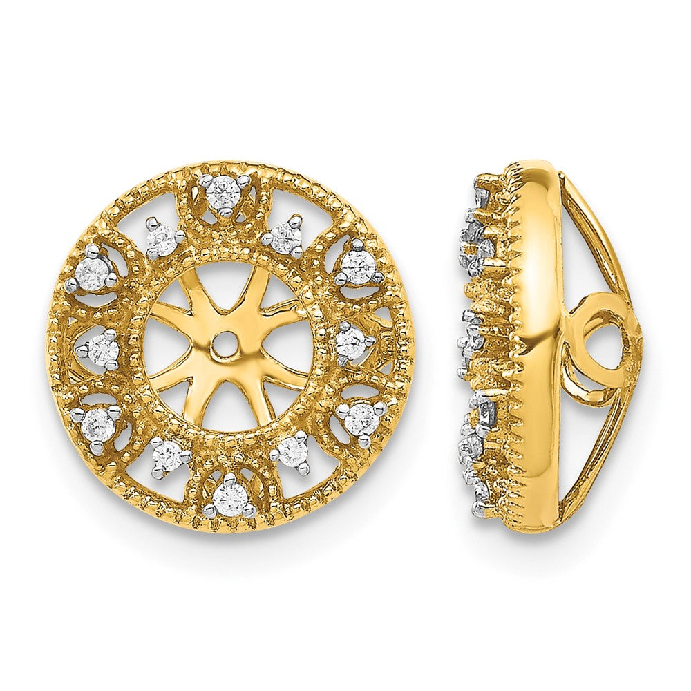 14k 1/10 carat Diamond Fancy Circle Earring Jackets