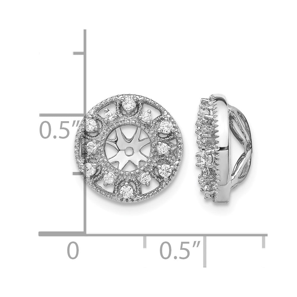 14k White Gold 1/4 carat Diamond Fancy Circle Earring Jackets
