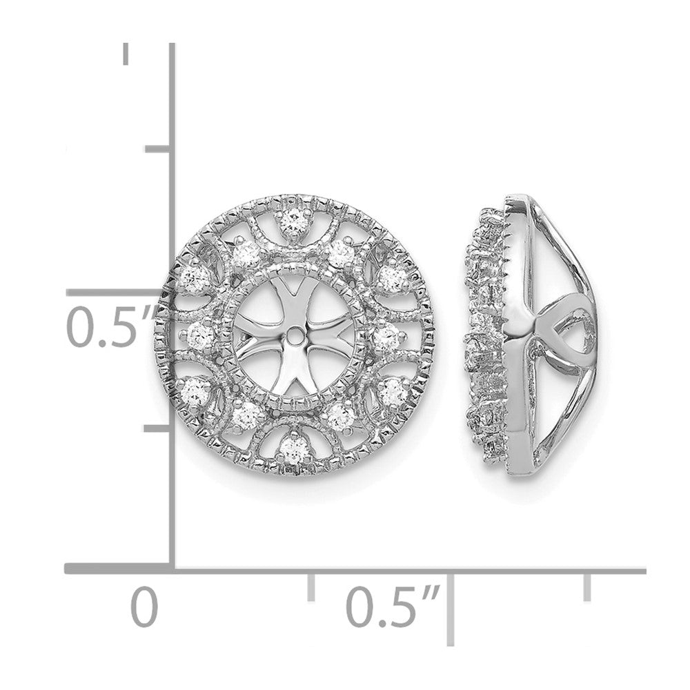 14k White Gold 1/4 carat Diamond Fancy Circle Earring Jackets