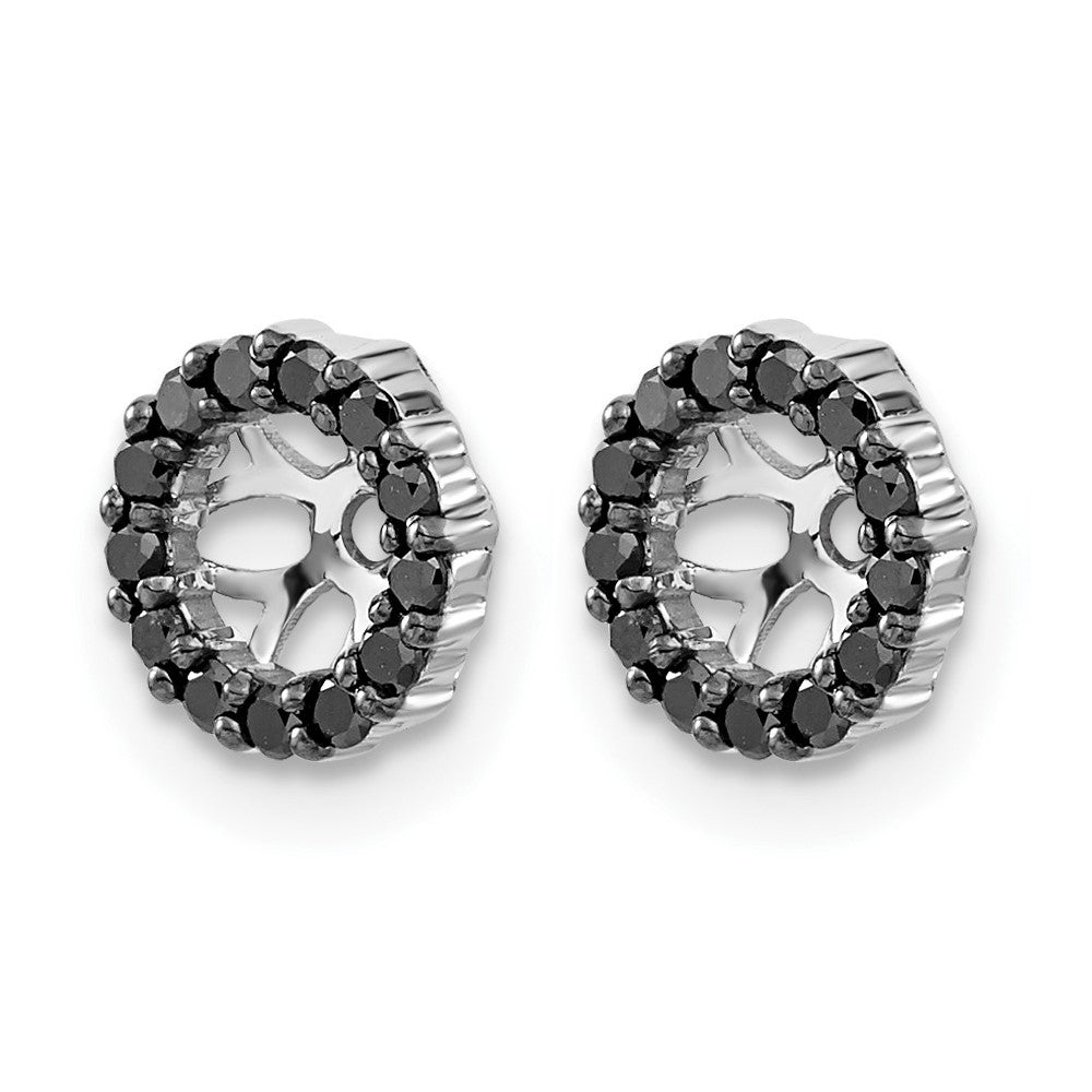 14k White Gold 1/4 carat Black Diamond Circle Earring Jackets