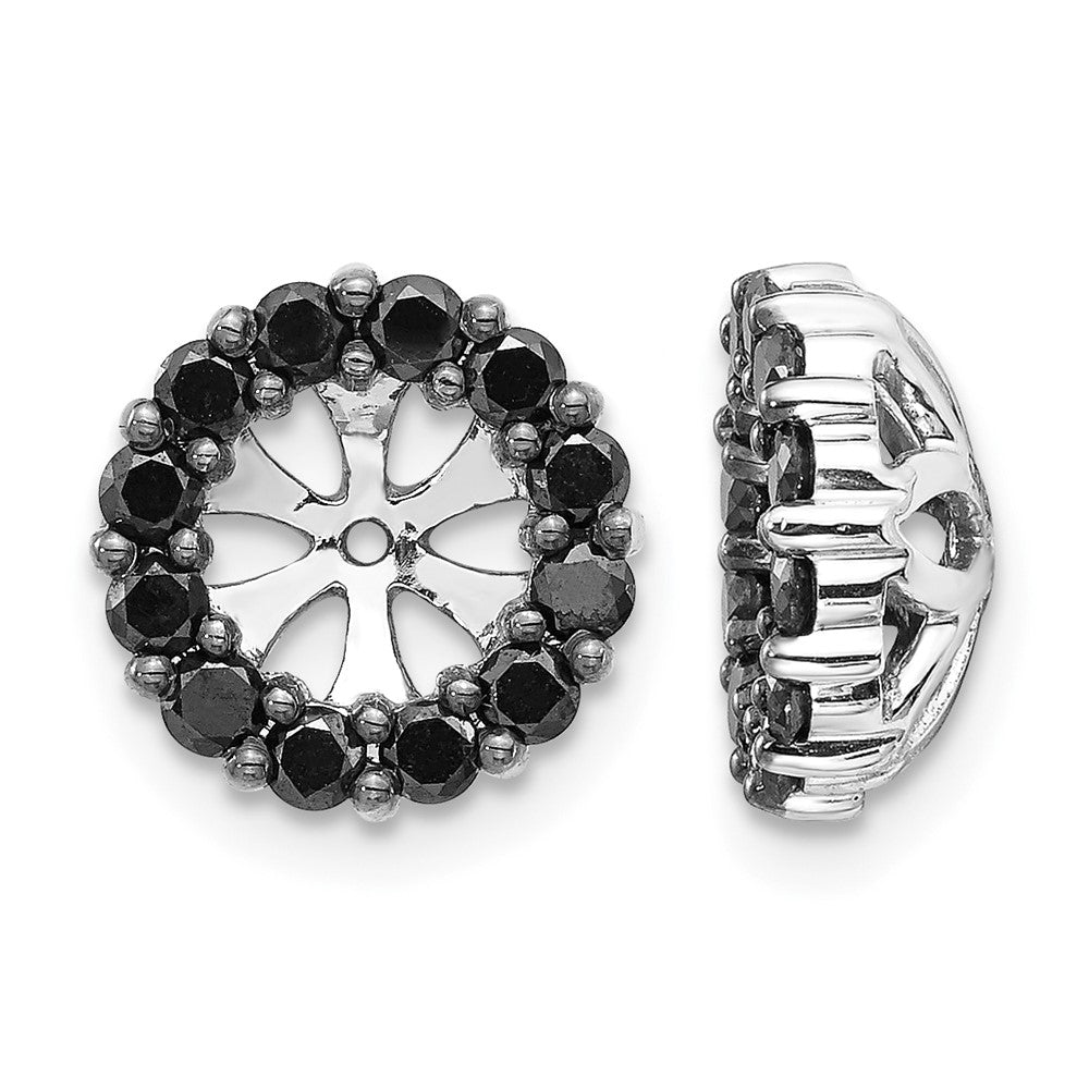 14k White Gold 3/4 carat Black Diamond Circle Earring Jackets