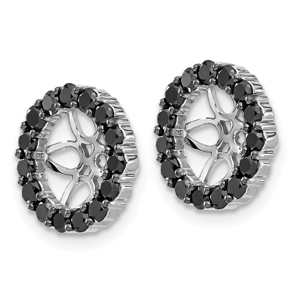 14k White Gold 1.05 carat Black Diamond Circle Earring Jackets