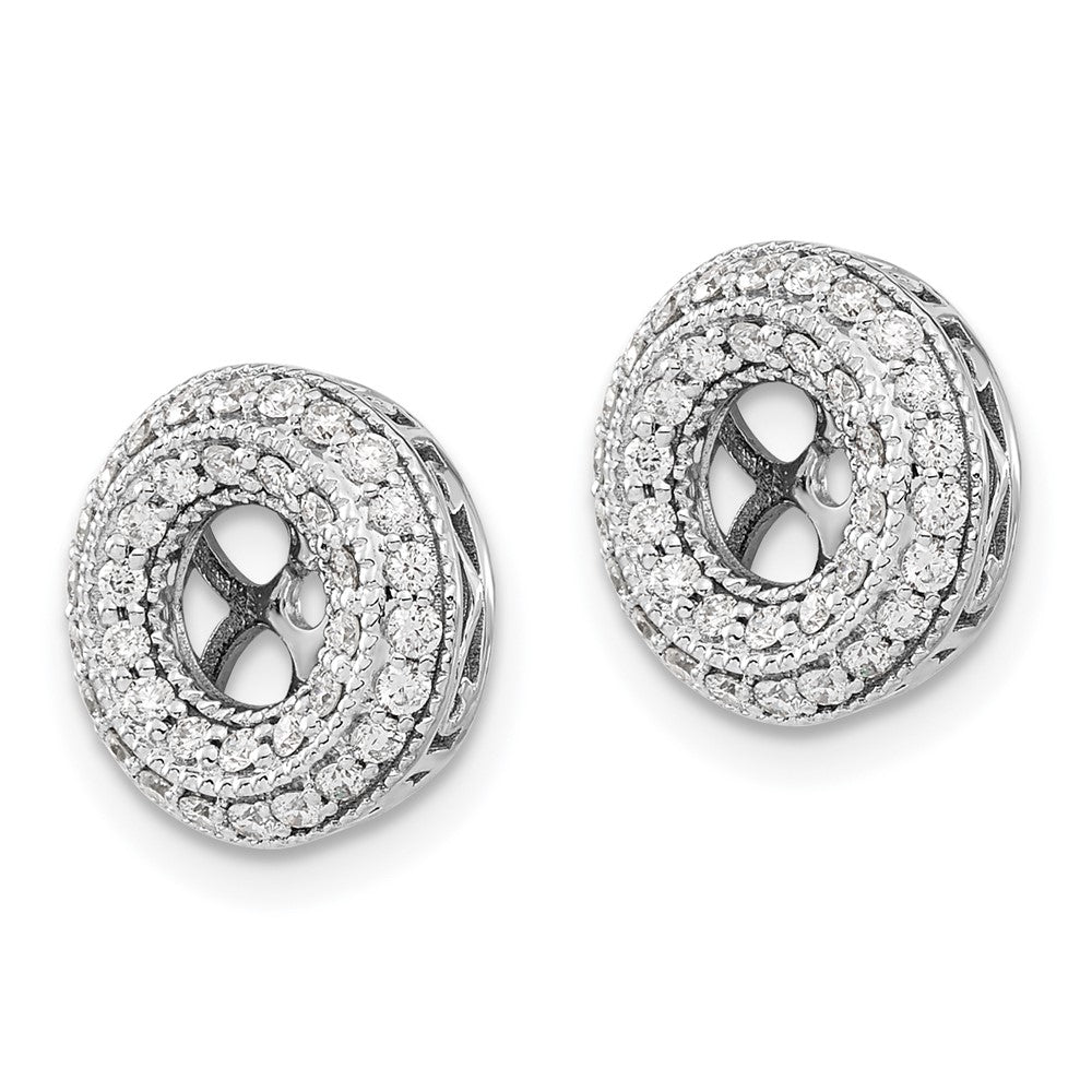 14k White Gold 1/2 carat Diamond Double Circle Earring Jackets