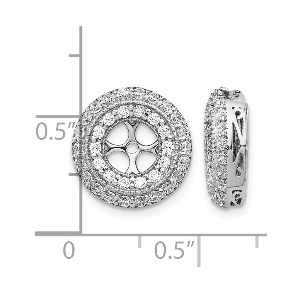 14k White Gold 1 carat Diamond Double Circle Earring Jackets