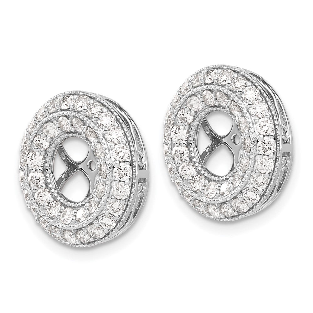 14k White Gold 1.5 carat Diamond Double Circle Earring Jackets