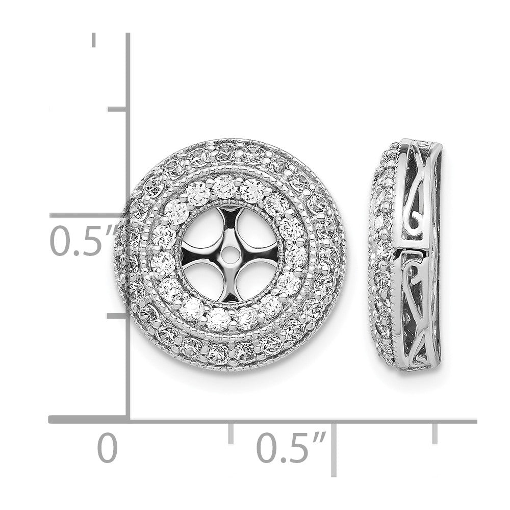 14k White Gold 1.5 carat Diamond Double Circle Earring Jackets