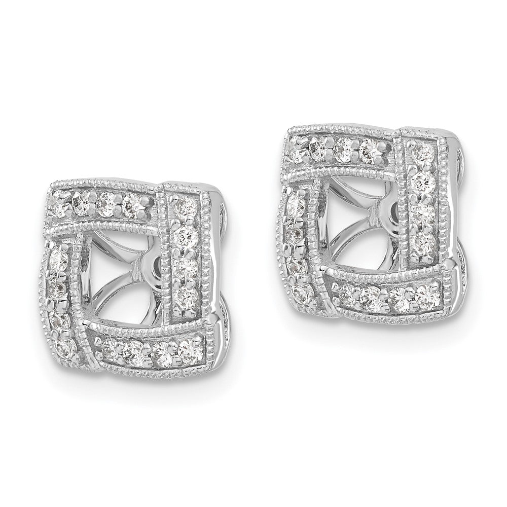 14k White Gold 1/3 carat Diamond Square Earring Jackets