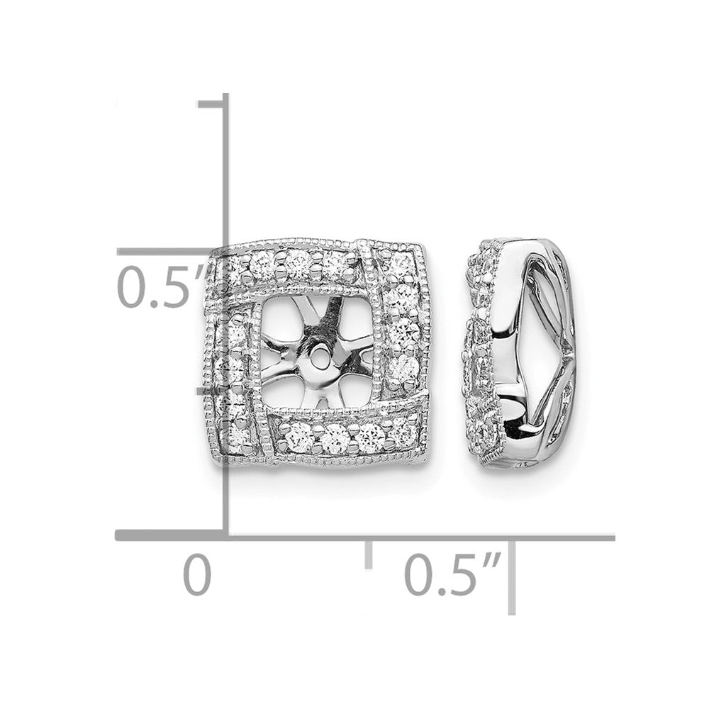 14k White Gold 1/3 carat Diamond Square Earring Jackets