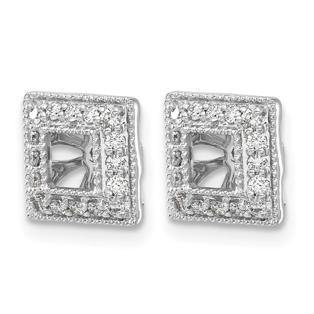 14k White Gold 1/4 carat Diamond Square Earring Jackets