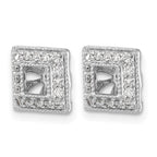 14k White Gold 1/4 carat Diamond Square Earring Jackets