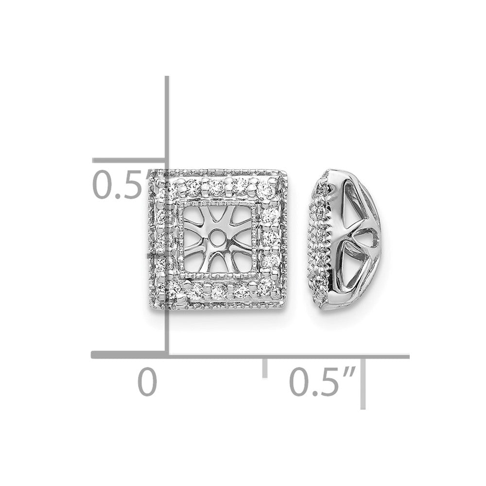 14k White Gold 1/4 carat Diamond Square Earring Jackets
