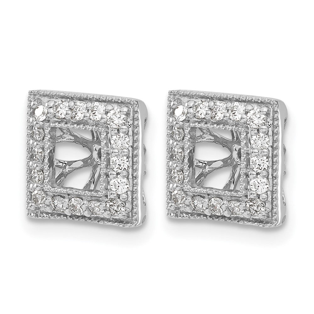 14k White Gold 1/3 carat Diamond Square Earring Jackets