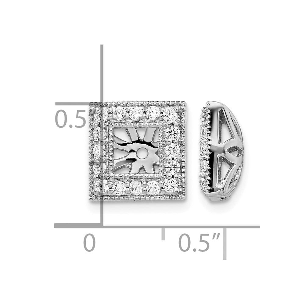 14k White Gold 1/2 carat Diamond Square Earring Jackets