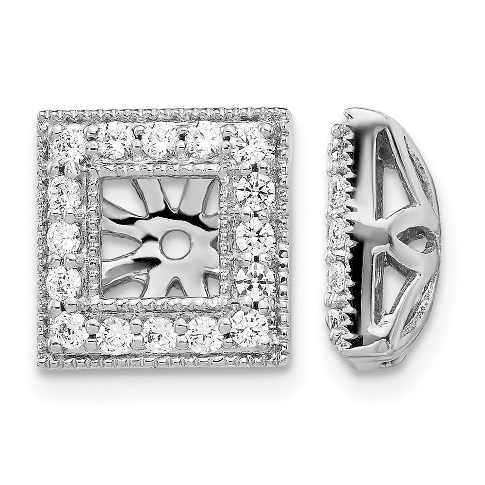 14k White Gold 1/2 carat Diamond Square Earring Jackets