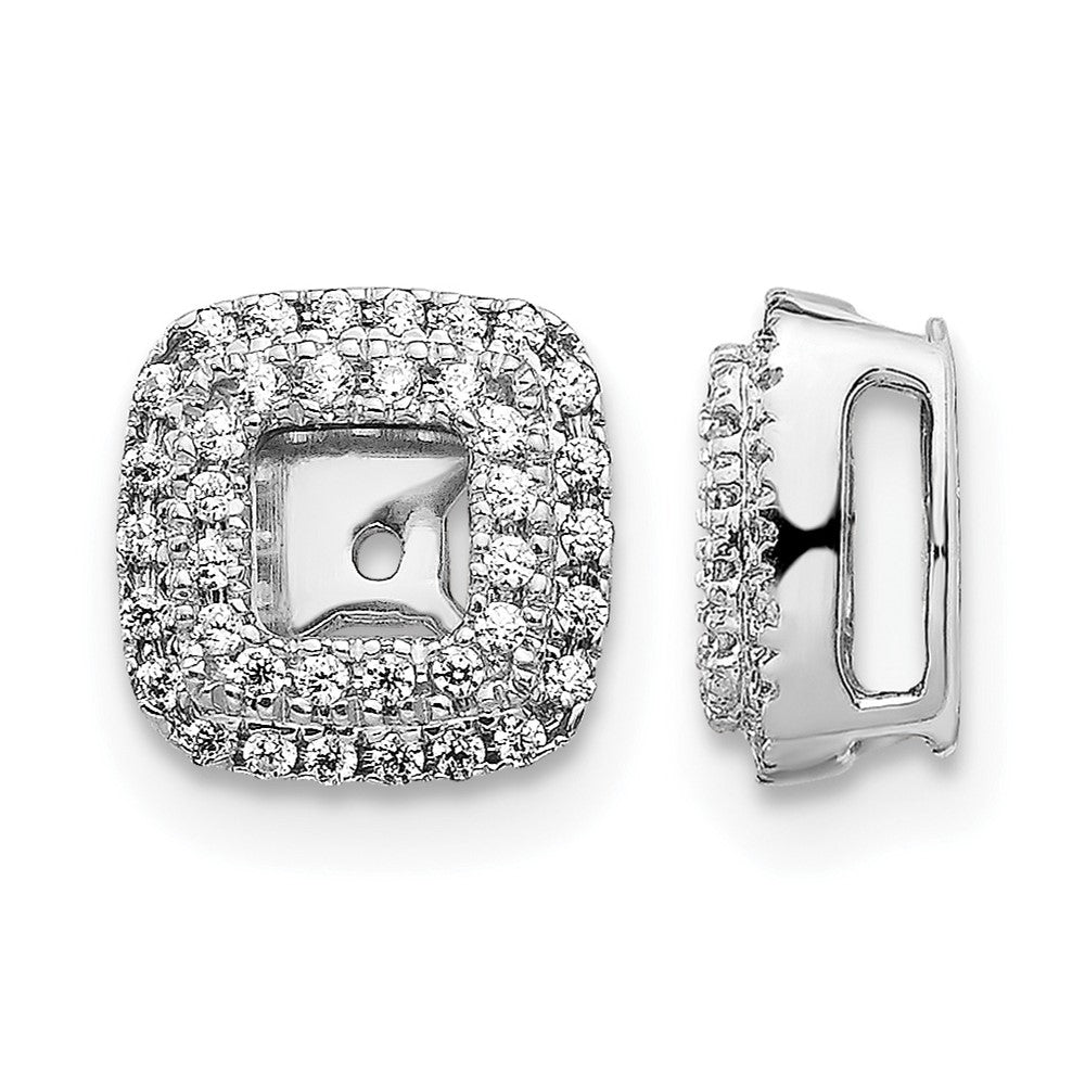 14k White Gold 1/4 carat Diamond Square Earring Jackets