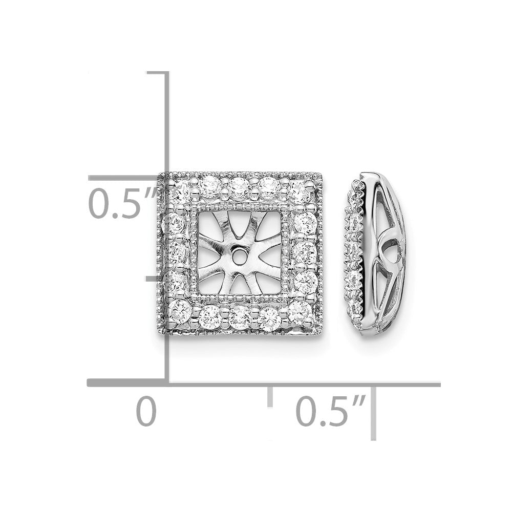 14k White Gold 1/2 carat Diamond Square Earring Jackets