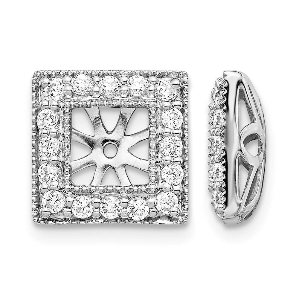 14k White Gold 1/2 carat Diamond Square Earring Jackets
