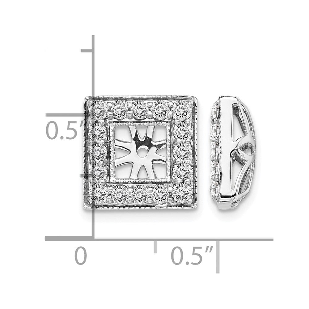 14k White Gold 7/8 carat Diamond Square Earring Jackets