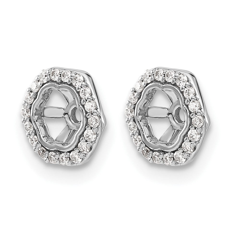 14k White Gold Hexagon 1/6 carat Diamond Earring Jackets