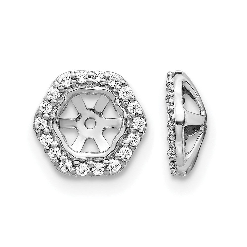 14k White Gold Hexagon 1/6 carat Diamond Earring Jackets