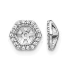 14k White Gold Hexagon 1/6 carat Diamond Earring Jackets