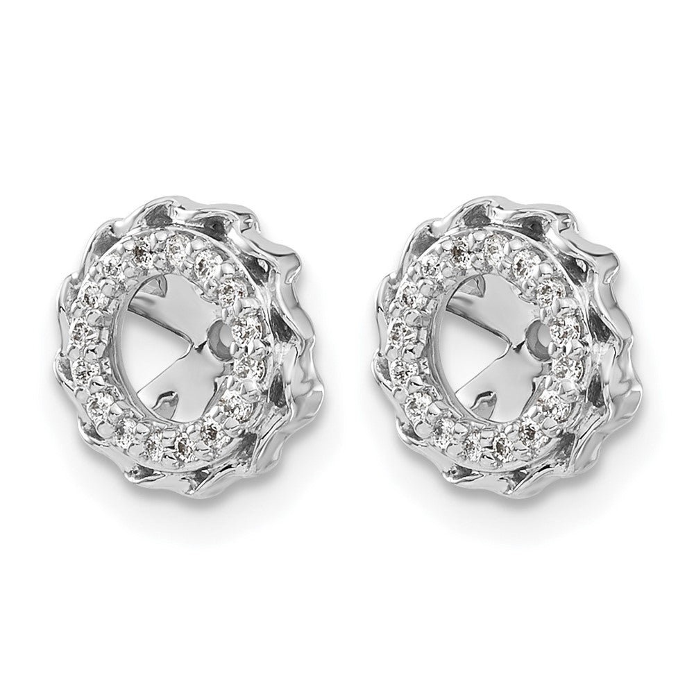 14k White Gold Twisted Edge 1/10 carat Diamond Earring Jackets