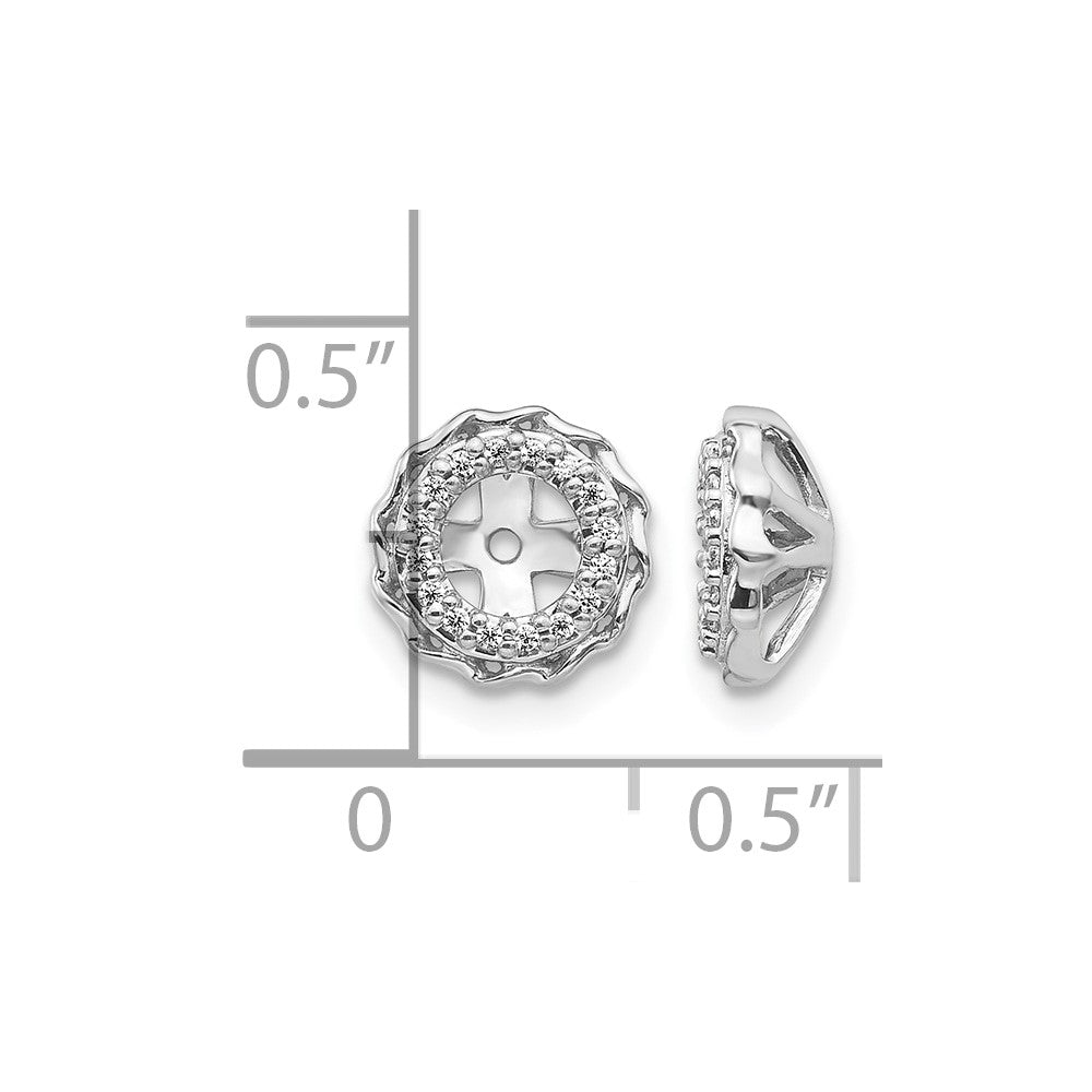 14k White Gold Twisted Edge 1/10 carat Diamond Earring Jackets