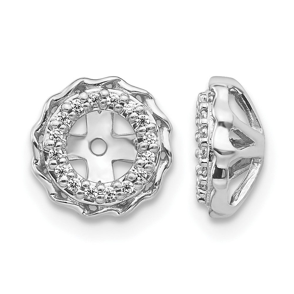 14k White Gold Twisted Edge 1/10 carat Diamond Earring Jackets