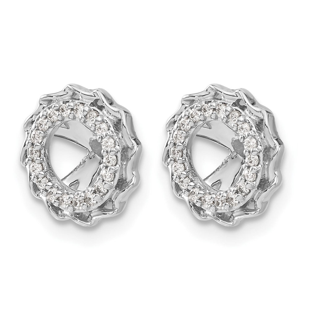 14k White Gold Twisted Edge 1/6 carat Diamond Earring Jackets