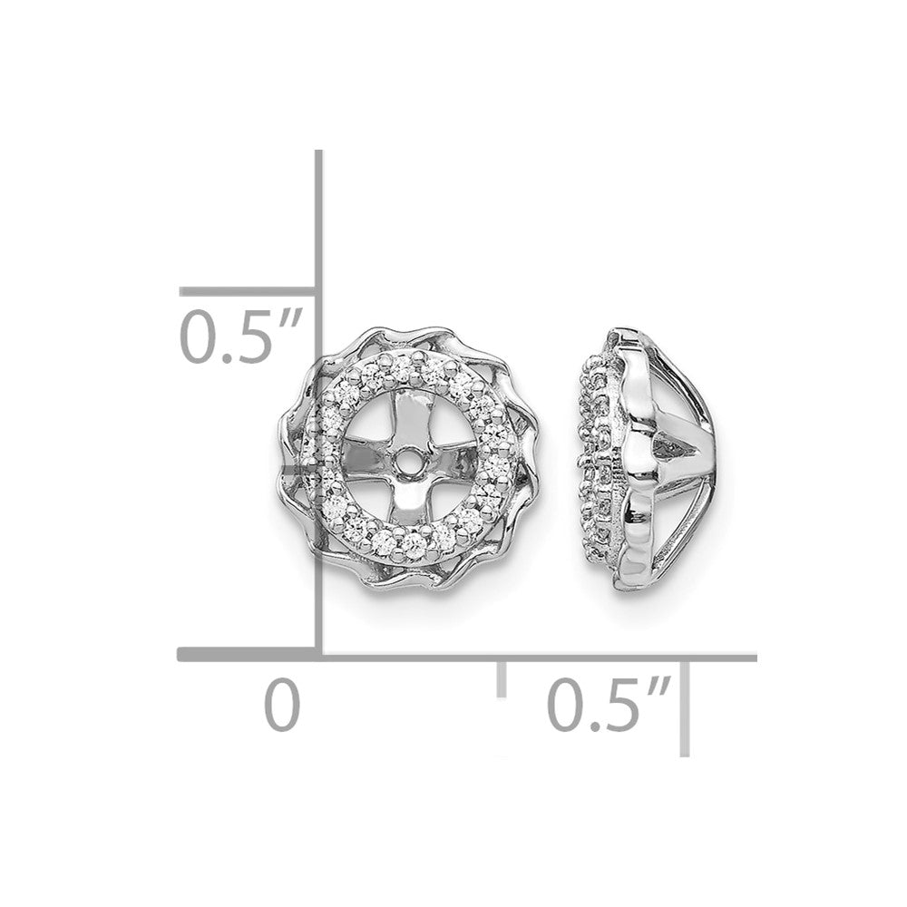 14k White Gold Twisted Edge 1/6 carat Diamond Earring Jackets