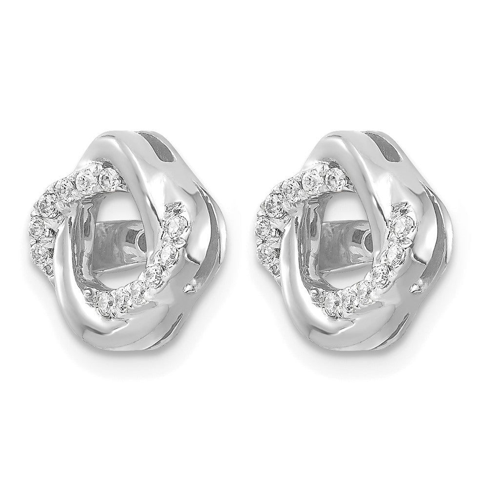 14k White Gold 1/8 carat Diamond Twisted Earring Jackets
