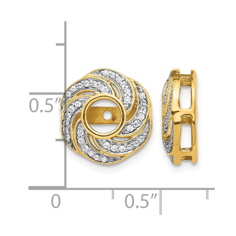 14k 1/4 carat Diamond Swirl Earring Jackets