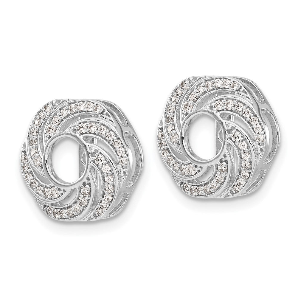 14k White Gold 1/3 carat Diamond Swirl Earring Jackets