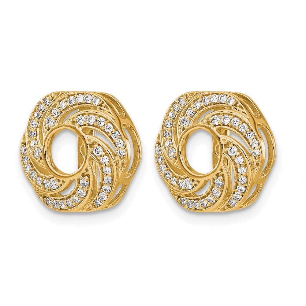 14k 1/3 carat Diamond Swirl Earring Jackets