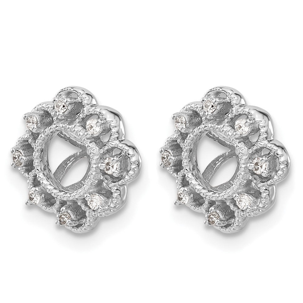 14k White Gold Fancy 1/10 carat Diamond Earring Jackets