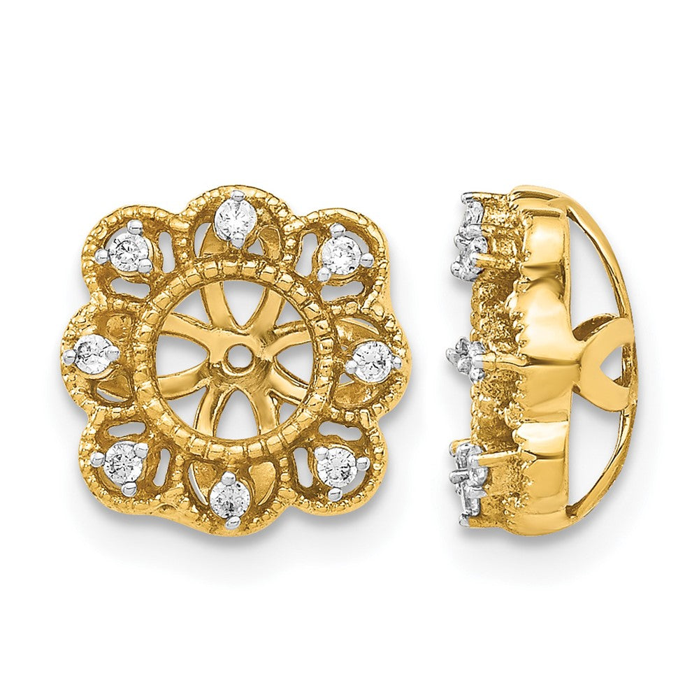 14k Fancy 1/10 carat Diamond Earring Jackets