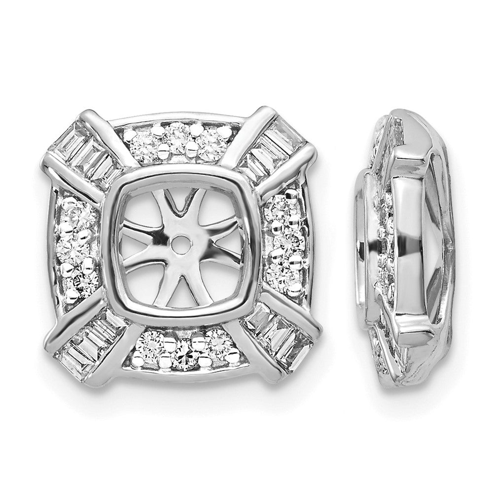14k White Gold 1/2 carat Diamond Fancy Square Earring Jackets