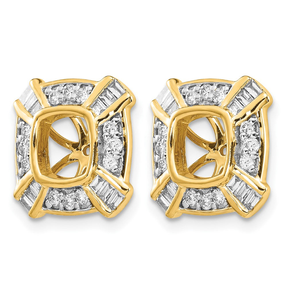 14k 1/2 carat Diamond Fancy Square Earring Jackets