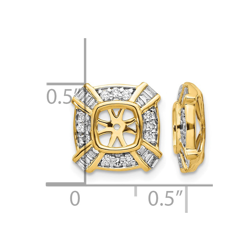 14k 1/2 carat Diamond Fancy Square Earring Jackets