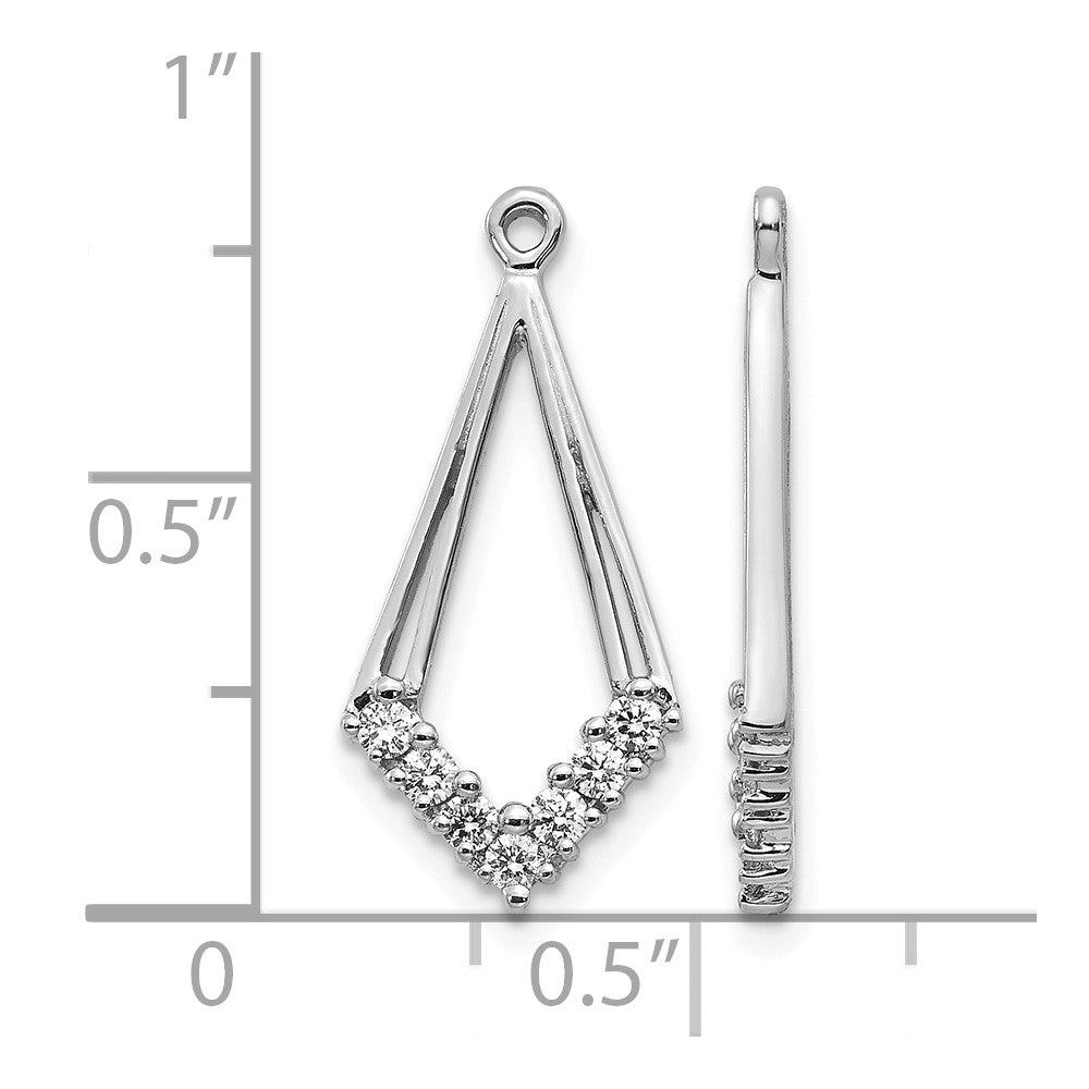 14k White Gold 1/4 carat AA Diamond Kite-Shaped Earring Jackets