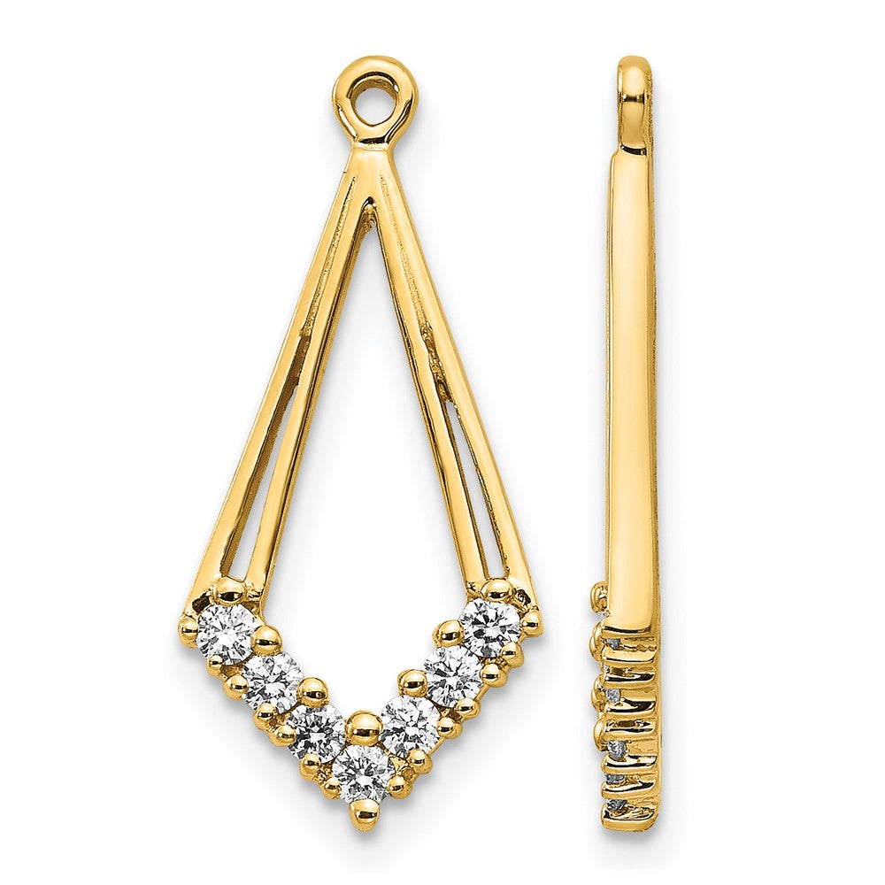 14k 1/4 carat AA Diamond Kite-Shaped Earring Jackets