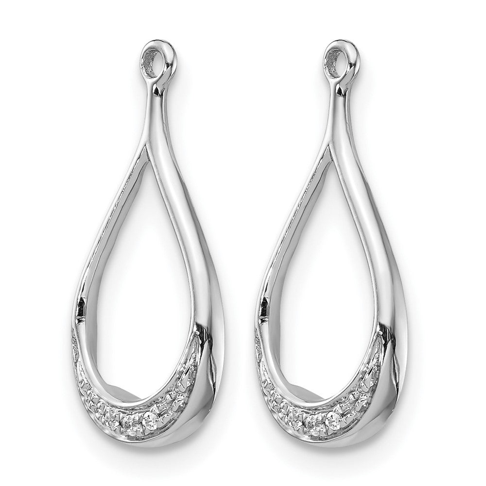 14k White Gold Teardrop Diamond Earring Jackets