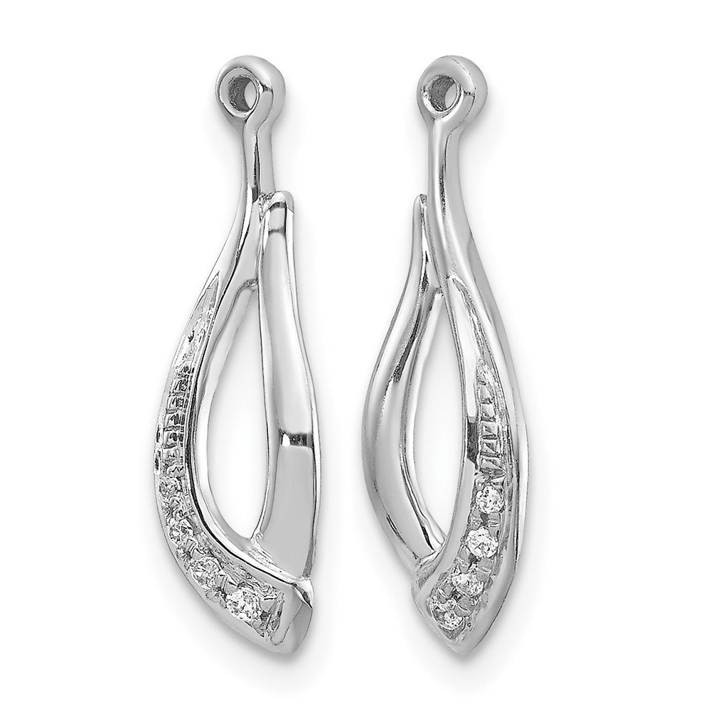 14k White Gold Twisted Teardrop 1/20 carat Diamond Earring Jackets